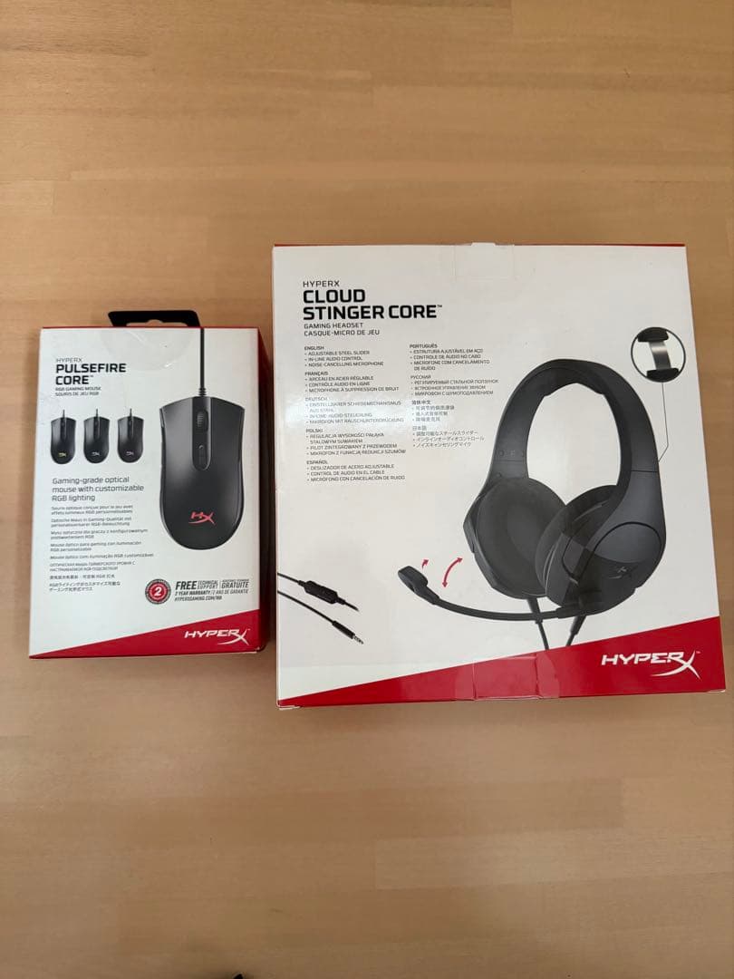 HyperX Cloud Stinger Core ヘッドホン、マウスセット