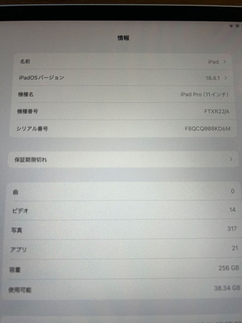 iPadPro 11インチ　A1980 Wi-Fiモデル　256GB
