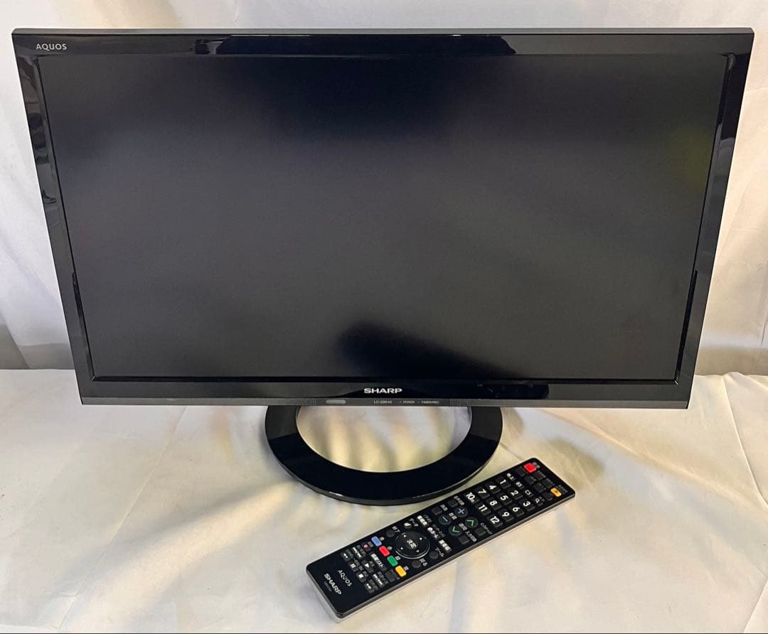 ③SHARP AQUOS 液晶カラーTV リモコン付 LC-22K45 18年製