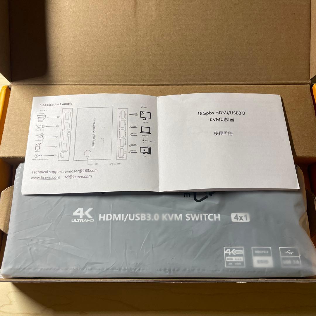 USB 3.0KVM スイッチMDMI4ポートサポート4k 60Hz 2K
