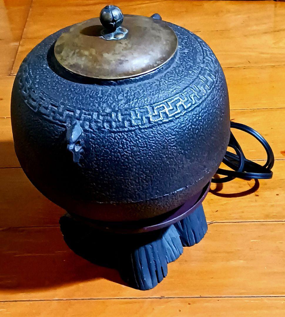鋳鉄製茶釜&池田炭電気こんろ 昭和アンティーク