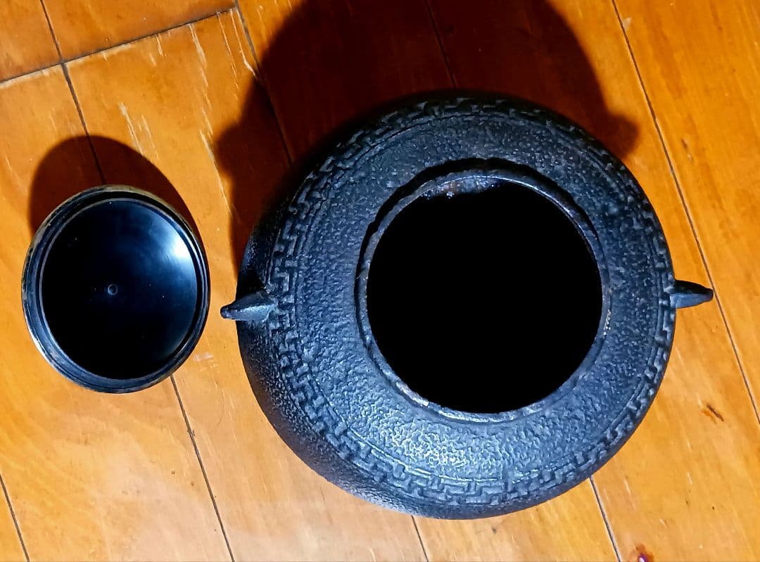 鋳鉄製茶釜&池田炭電気こんろ 昭和アンティーク