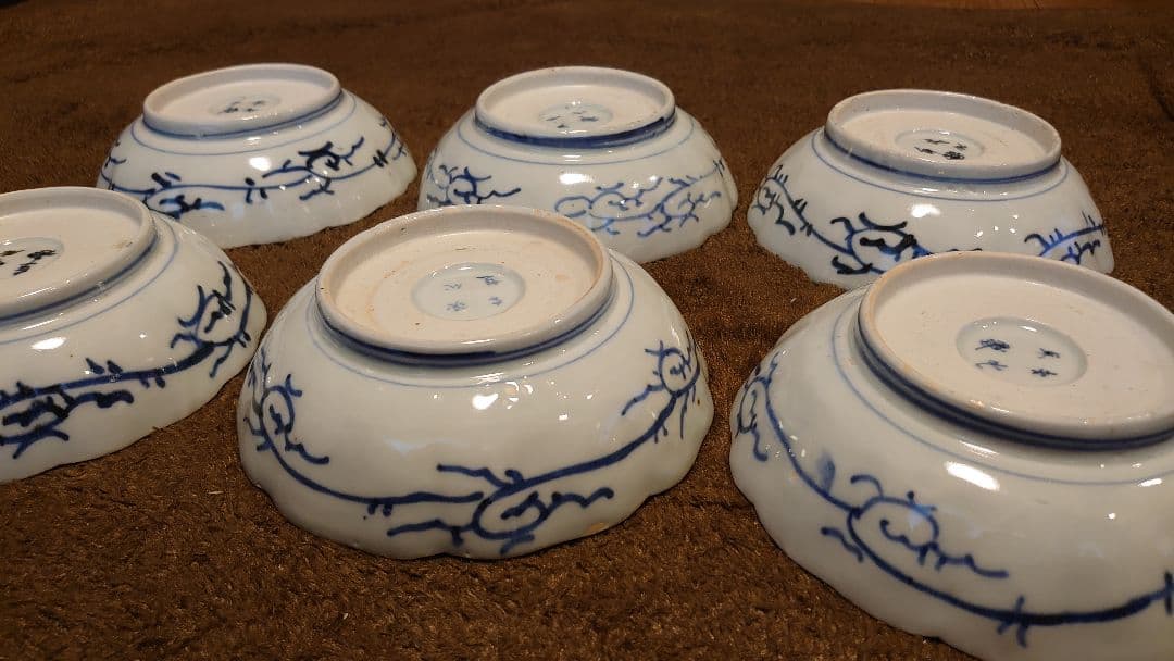 古伊万里　伊万里　なます皿　色絵　華の図　６客