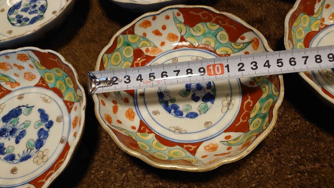 古伊万里　伊万里　なます皿　色絵　華の図　６客