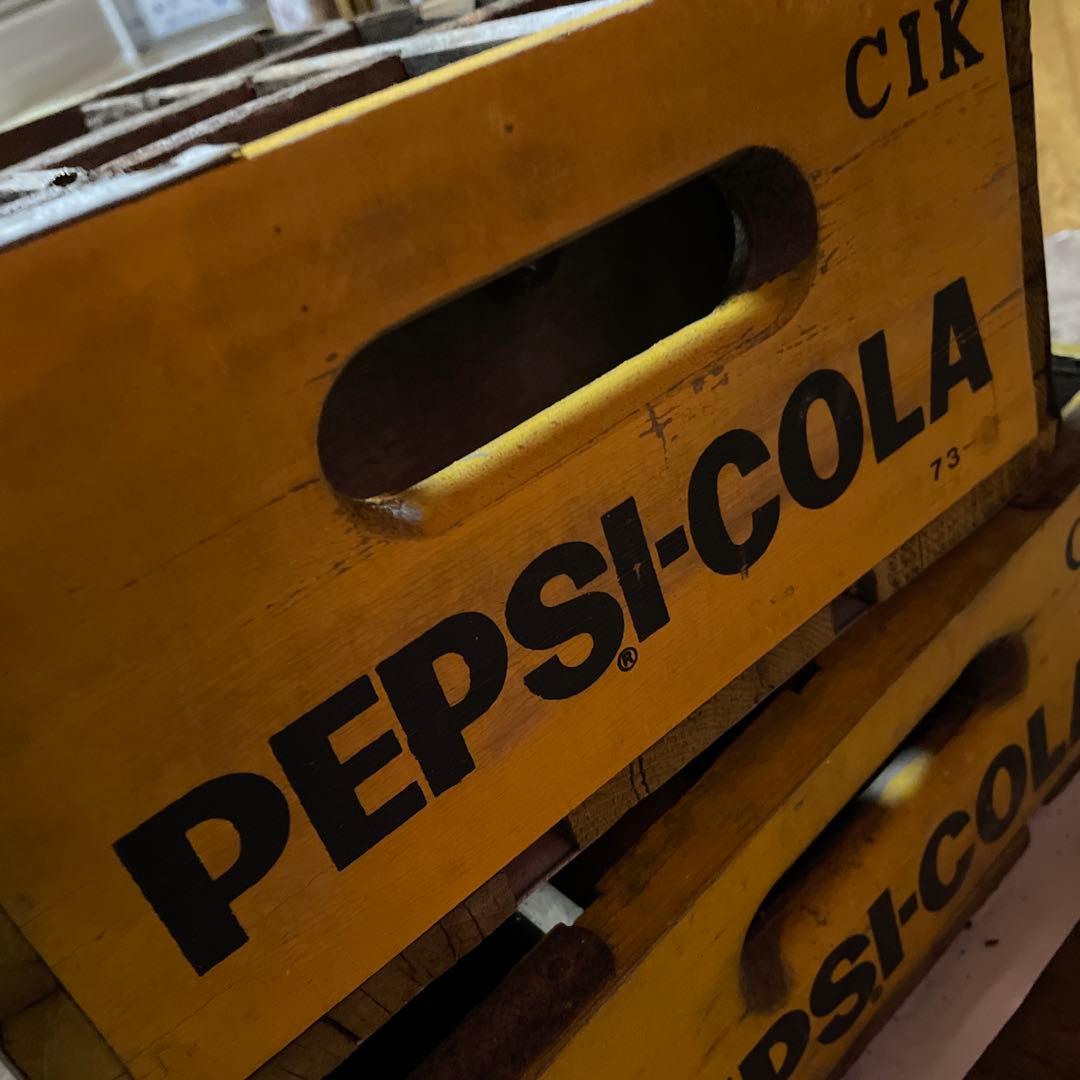 アンティーク雑貨ビンテージ PEPSI ペプシコーラ木箱 ケースサイズ違い2箱