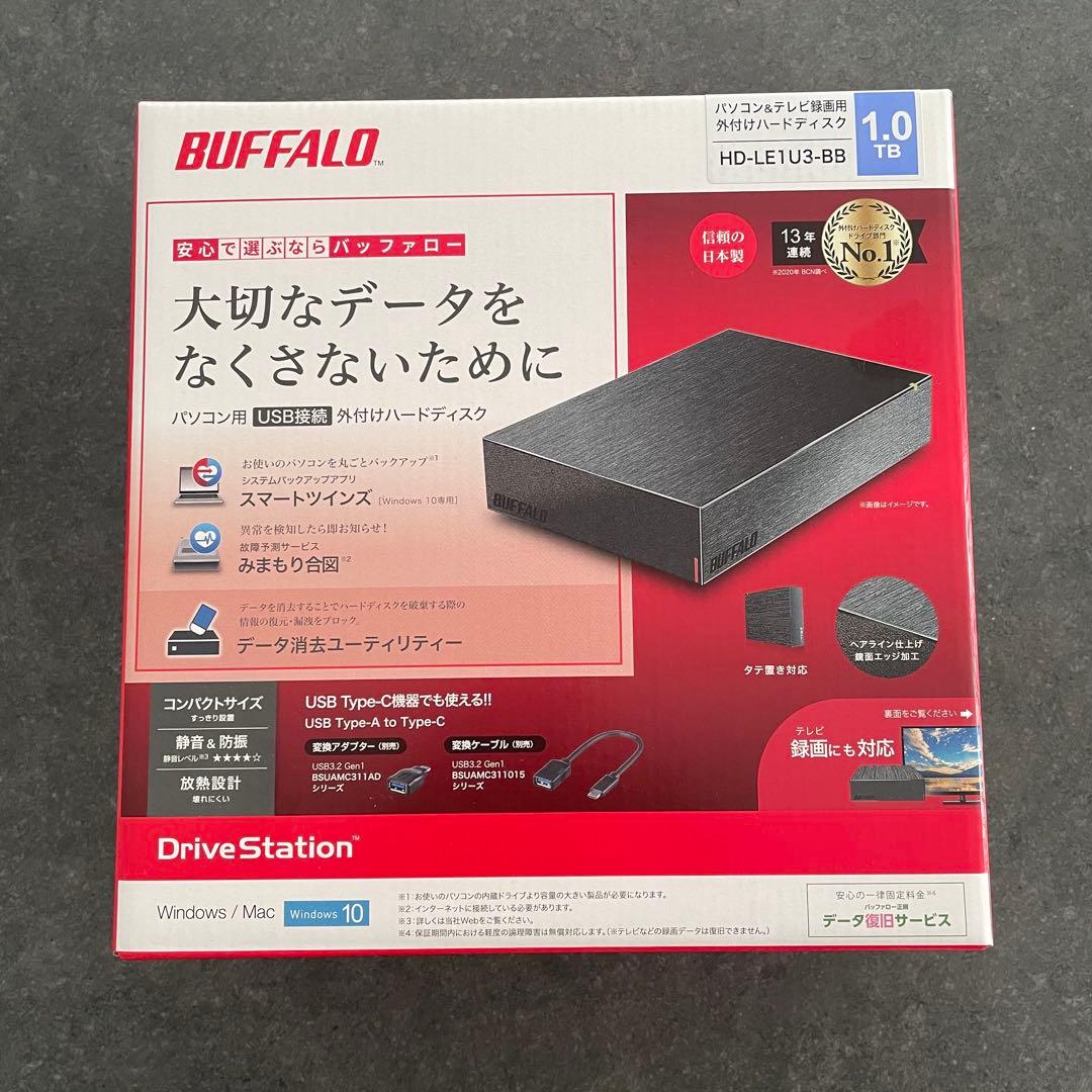 BUFFALO HD-LE1U3-BB 1TB 外付けハードディスク
