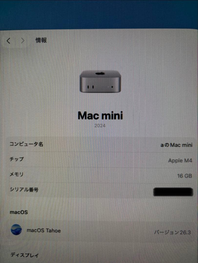 Macデスクトップ Mac Mini M4 16GB 256GB