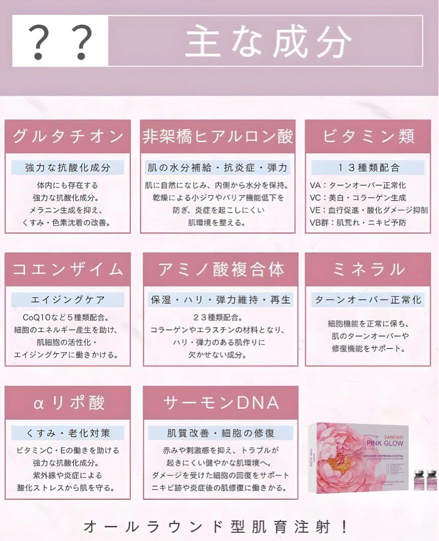PINK GLOW ピンクグロー｜美白・シミ・毛穴｜グルタチオン｜ダーマペン