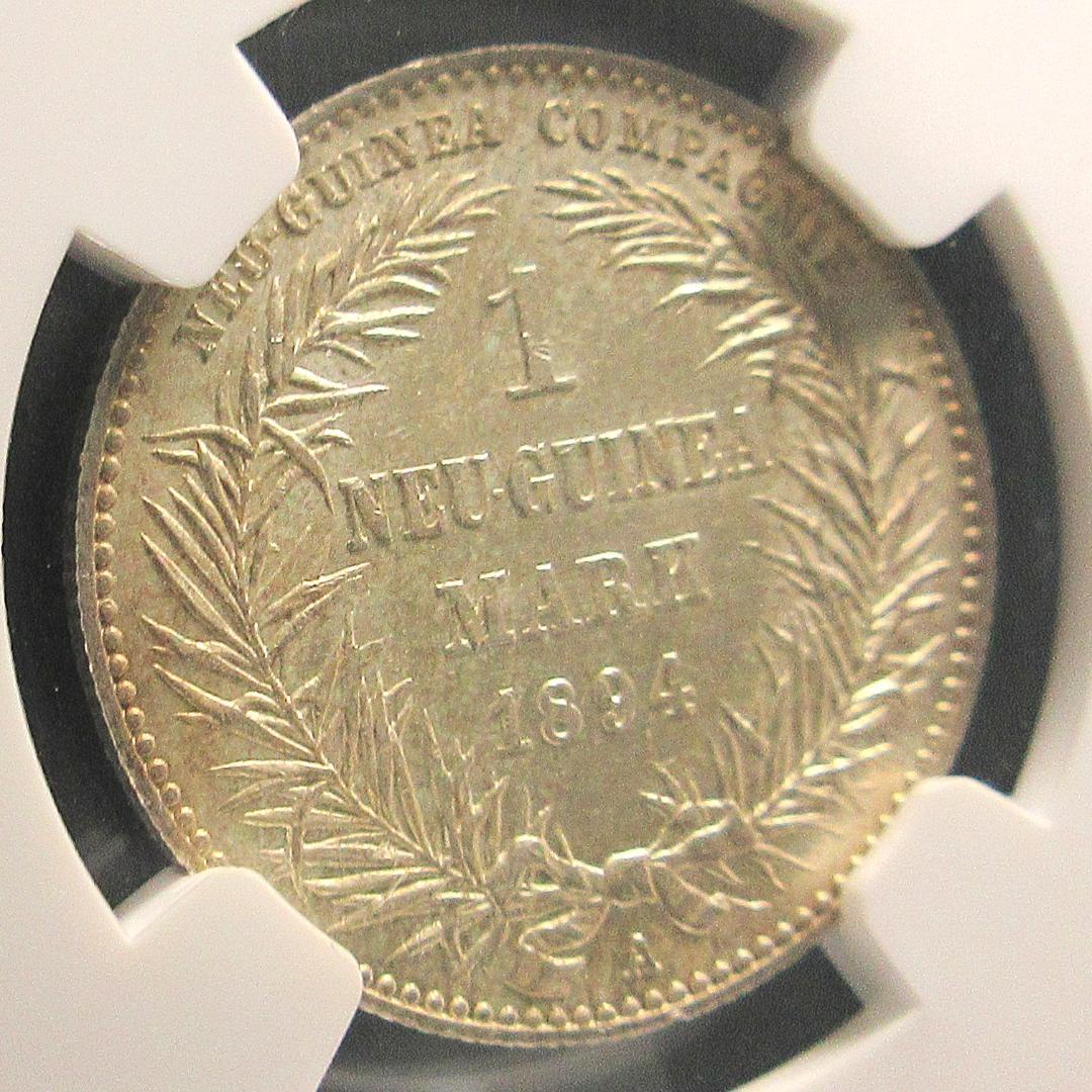 1894 ニューギニア 1マルク 銀貨 極楽鳥 NGC アンティーク 