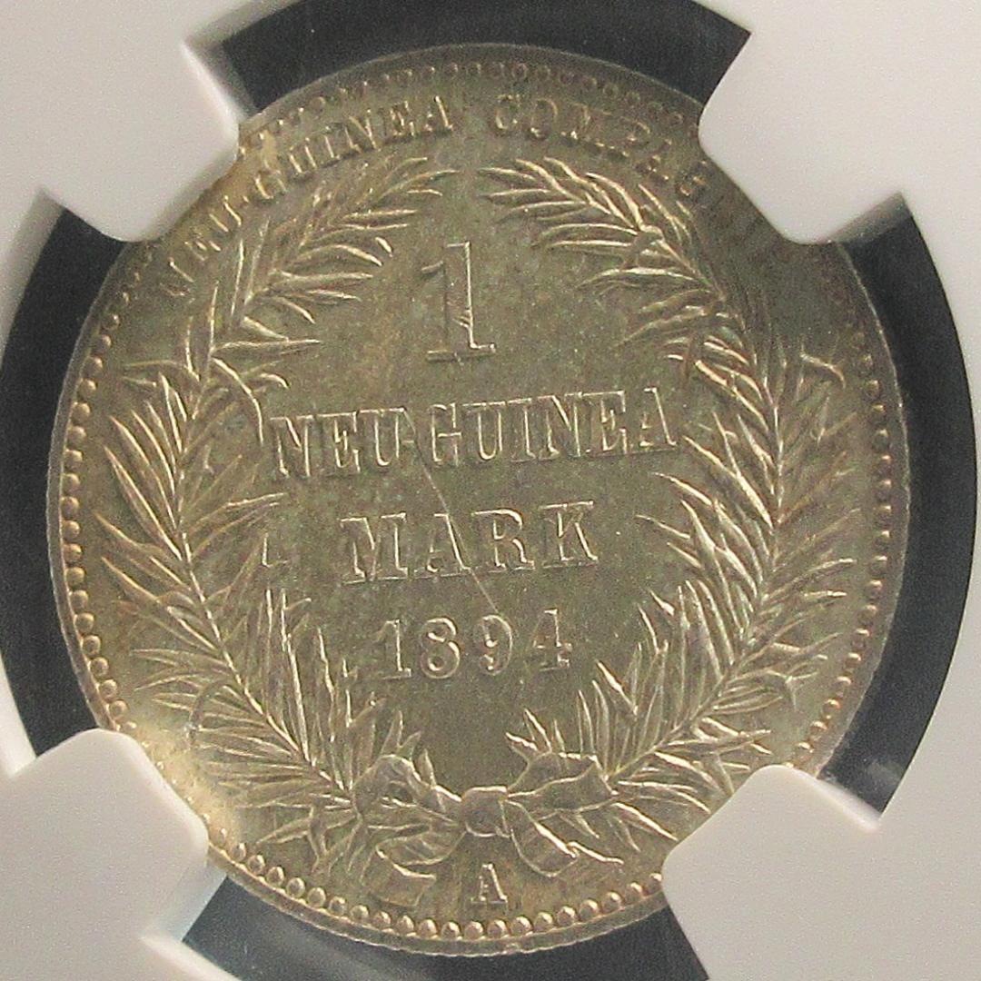 1894 ニューギニア 1マルク 銀貨 極楽鳥 NGC アンティーク 