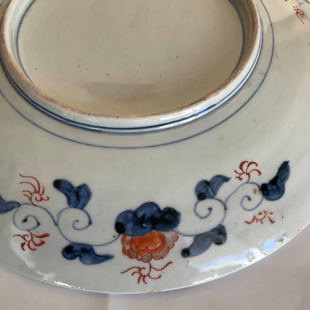 古伊万里　色絵人物草花文尺皿　江戸時代後期頃