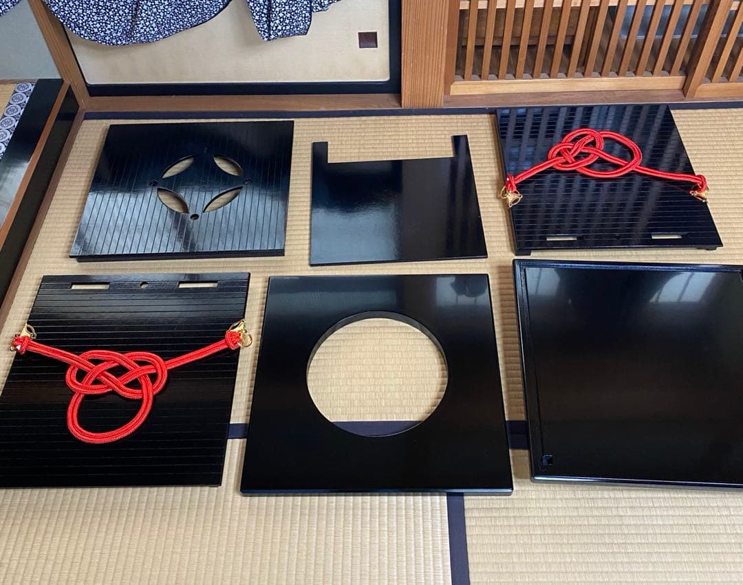 茶道具/御園棚セット① 立礼棚 裏千家 淡々斎好写 丸炉 電熱器 畳み椅子×2脚
