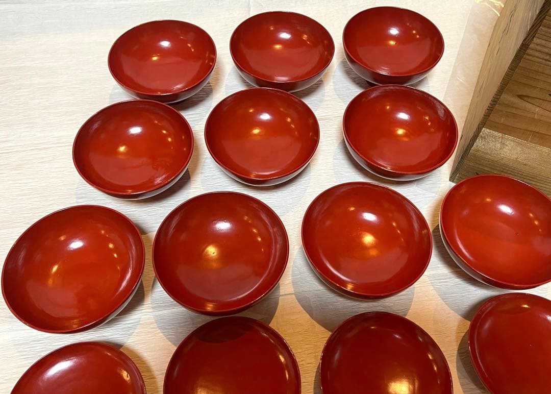 時代物 天然木　漆器 本珠 吸物椀 蓋付き 10客セット 木箱付 171