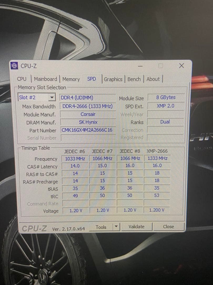メモリー corsair ddr4 16gb (8x2) 2666mhz