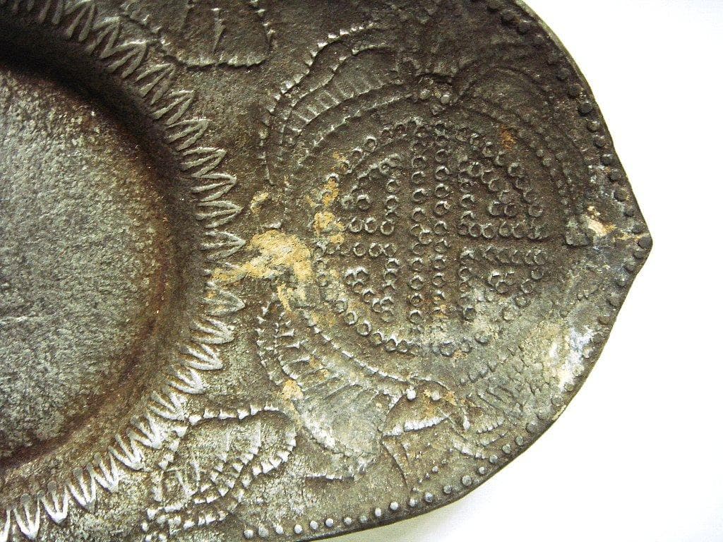 624『中国美術 古錫 十字紋茶托 ５枚』/骨董品 古美術 古玩 アンティーク