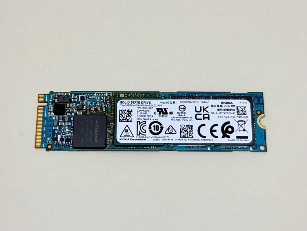 内蔵型SSD KIOXIA KXG60ZNV512G NMVe SSD 512GB 2280
