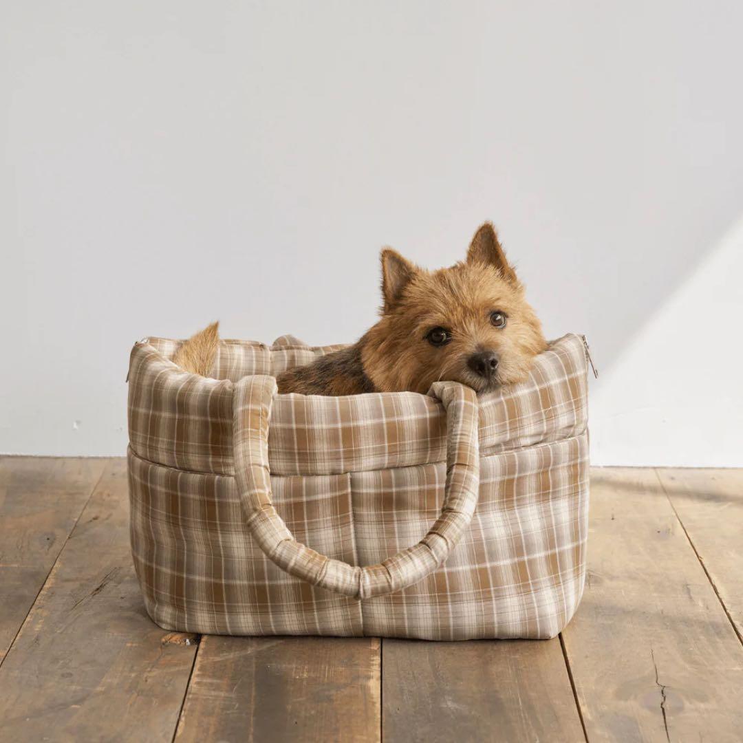【APERTY】Lサイズ WIDE BAG TARTAN BROWN