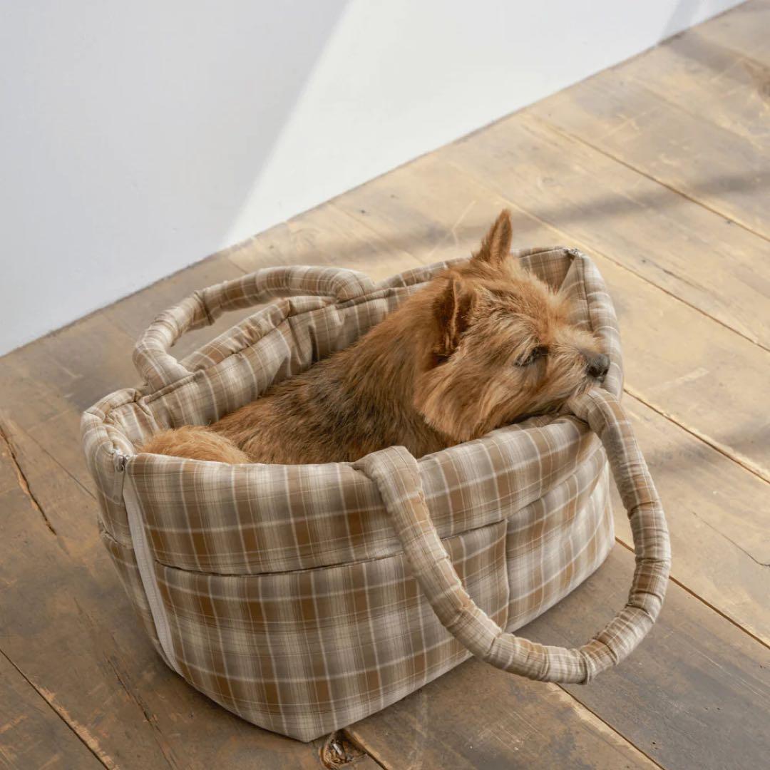 【APERTY】Lサイズ WIDE BAG TARTAN BROWN