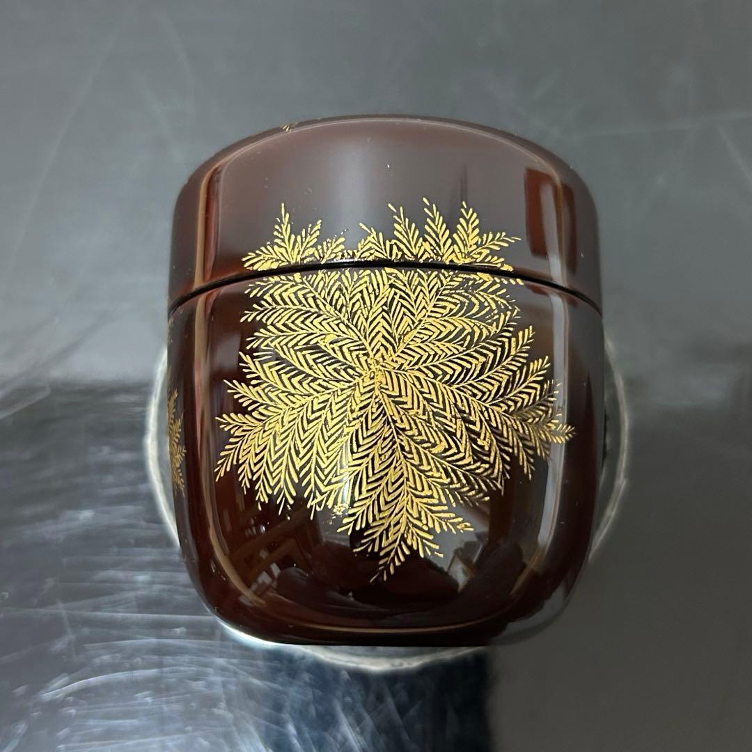 溜塗しのぶ草蒔絵中棗　茶道具懐石茶箱鵬雲斎坐忘斎淡々斎即中斎七事式水屋道具茶碗