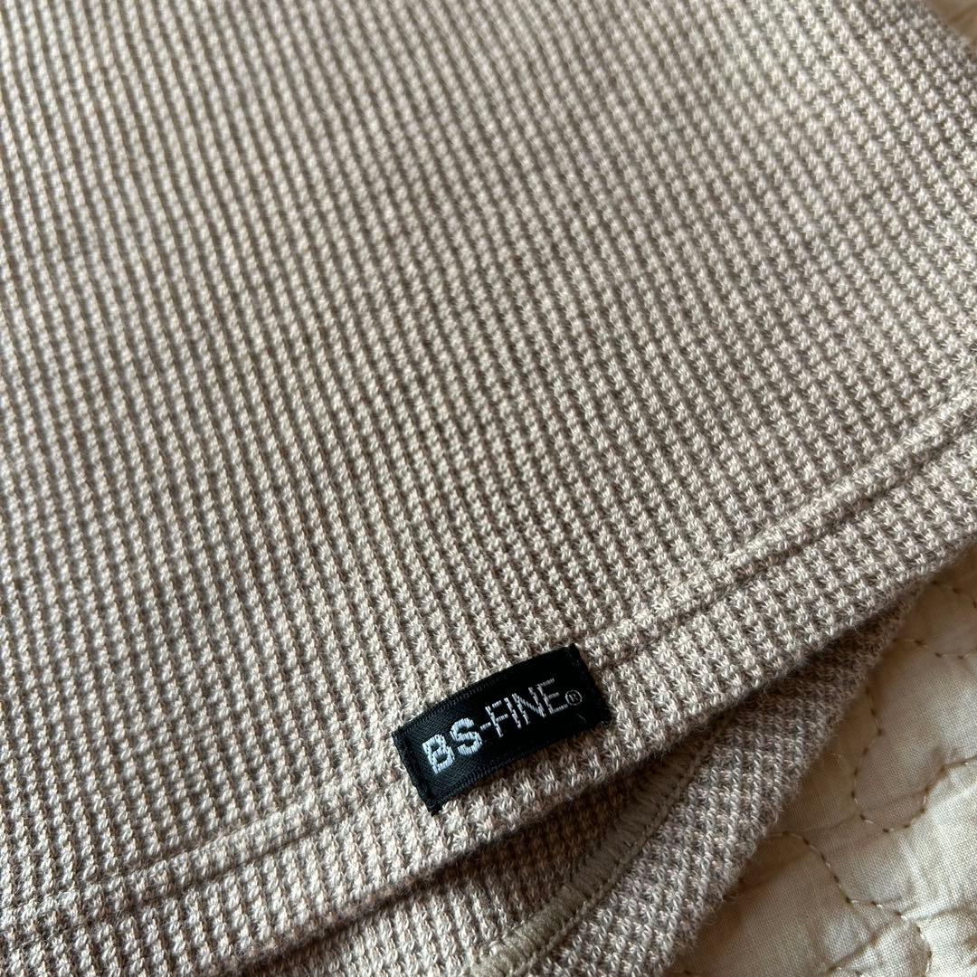 bsファイン ワッフルニット長袖シャツ【L size】ベージュ　着る岩盤浴