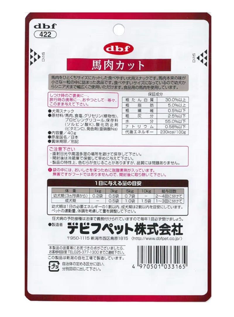 ケース販売　dbf 馬肉カット　40g×48個