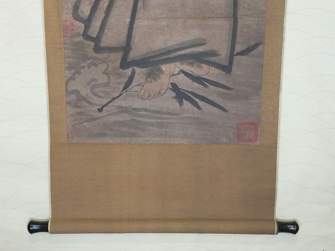 ♥中国　人物　掛軸　【昌佑】　掛け軸　骨董　古玩　アンティーク　レトロ