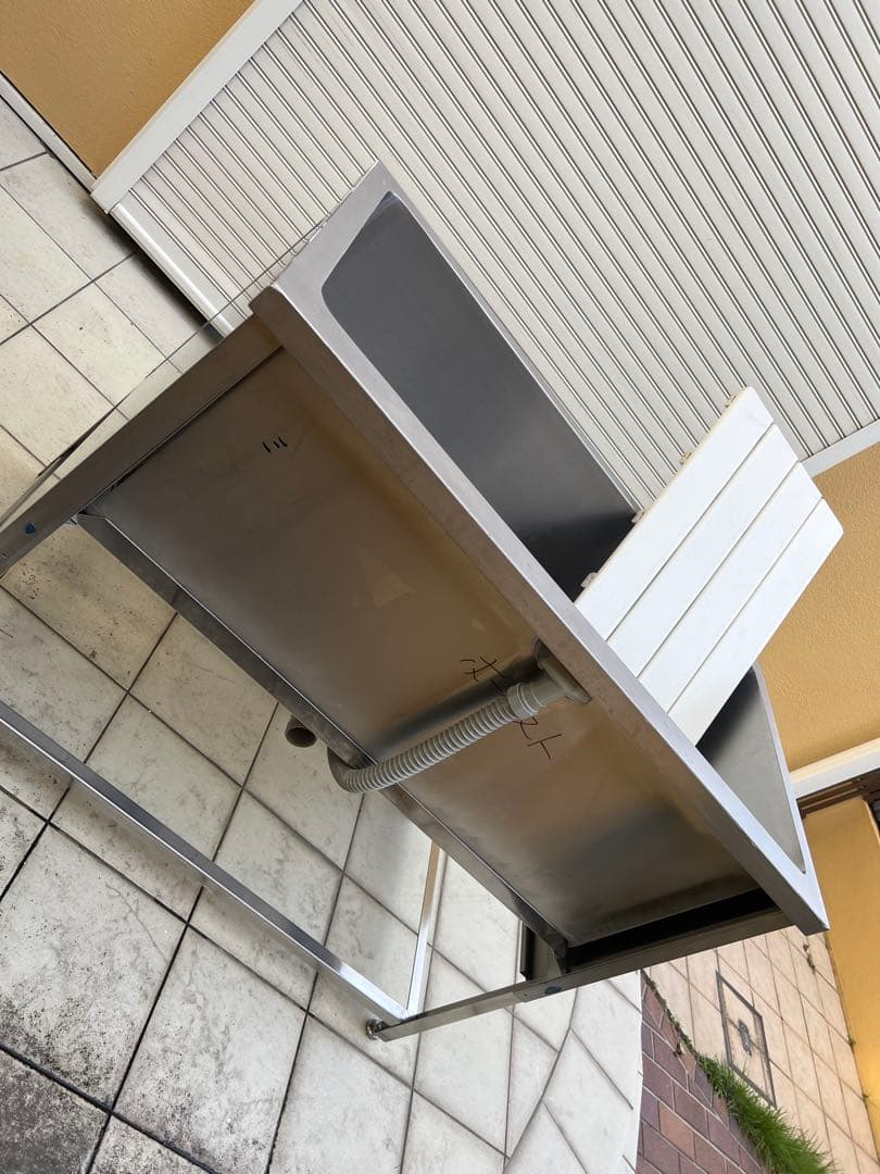 【引取り専用】トリミング用ステンレス製シンク 1200サイズ排水ホース・すのこ付