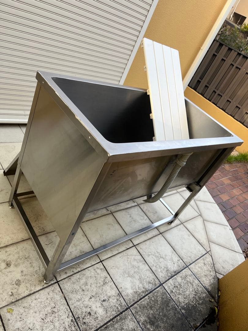【引取り専用】トリミング用ステンレス製シンク 1200サイズ排水ホース・すのこ付