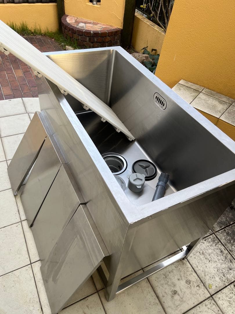 【引取り専用】トリミング用ステンレス製シンク 1200サイズ排水ホース・すのこ付