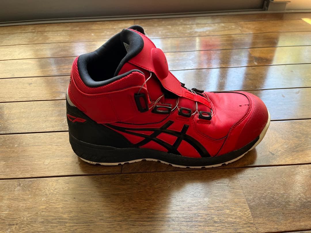 asics 安全靴 レッド ハイカット　26cm