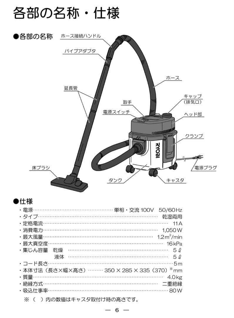 RYOBI リョービ 乾湿両用 集じん機 VC-51
