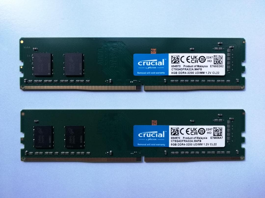 Crucial　DDR4-3200　8GB×2枚（計16GB）DIMMメモリ