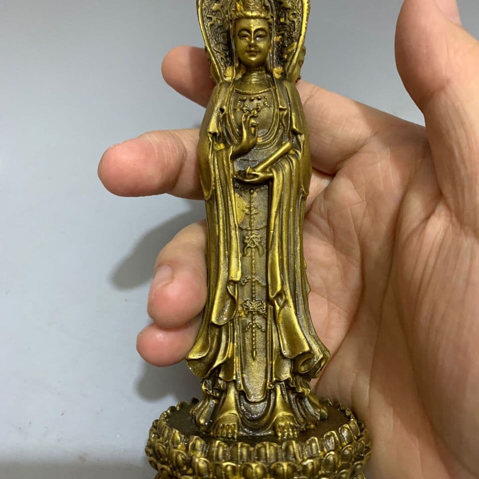 仏教美術 仏像 三面観音菩薩仏像 開運 風水 銅製品 工芸品 置物