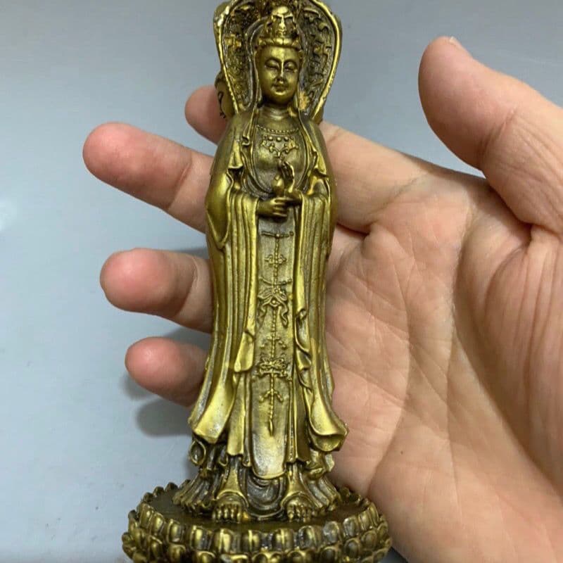 仏教美術 仏像 三面観音菩薩仏像 開運 風水 銅製品 工芸品 置物