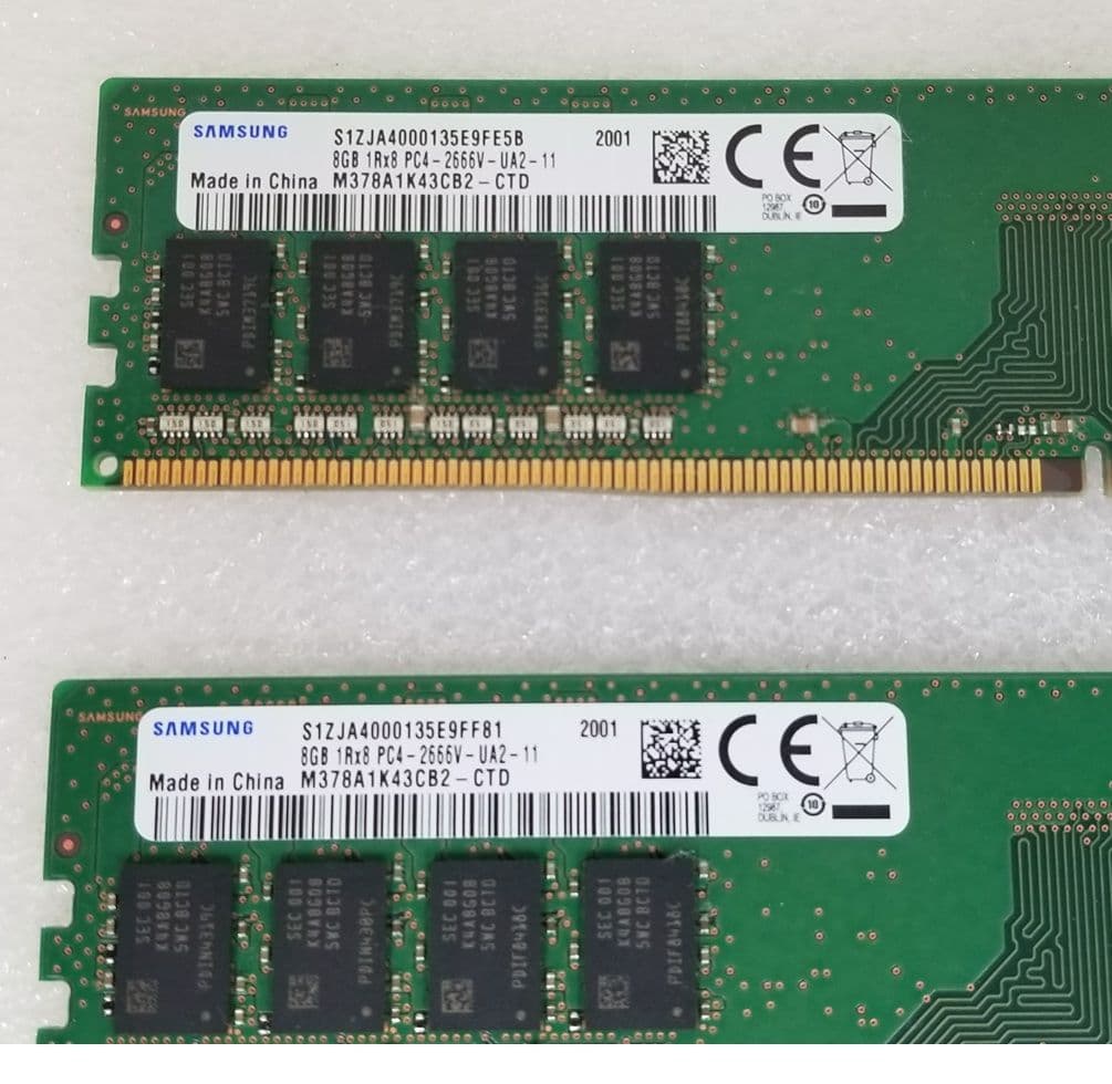 Samsung DDR4 16GB (8GB x2) 2666MHz テスト済み