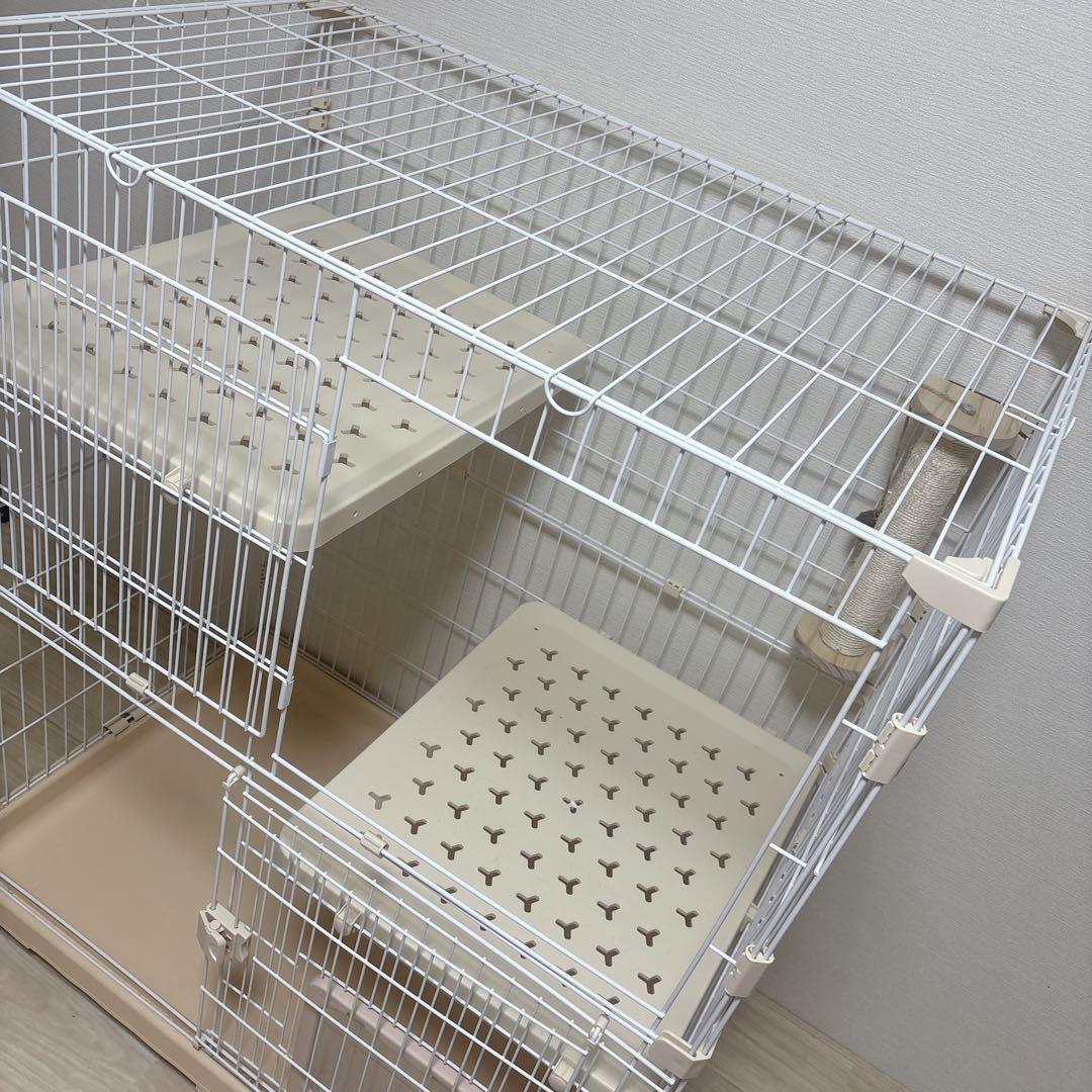 RAKU 猫ケージ キャットケージ ペットケージ ワイド扉 脱走防止 組立簡単