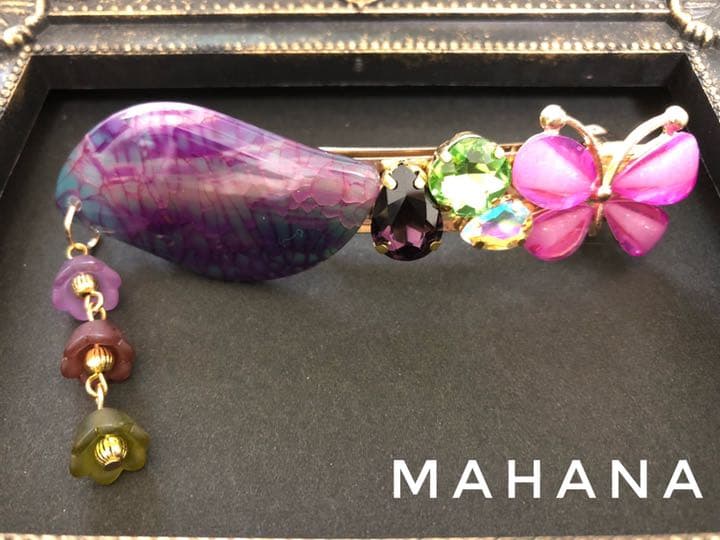 谷川さん専用♡天然石バレッタ purple＆green