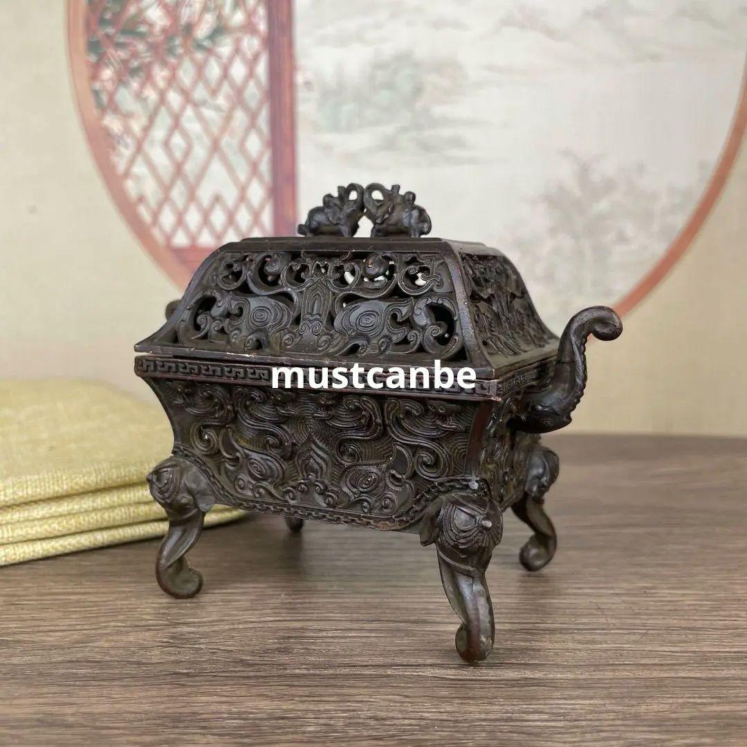 銅製 香炉 四足獣紋薫炉 室内薫炉 茶道具 香道具 装飾品 工芸品 置物
