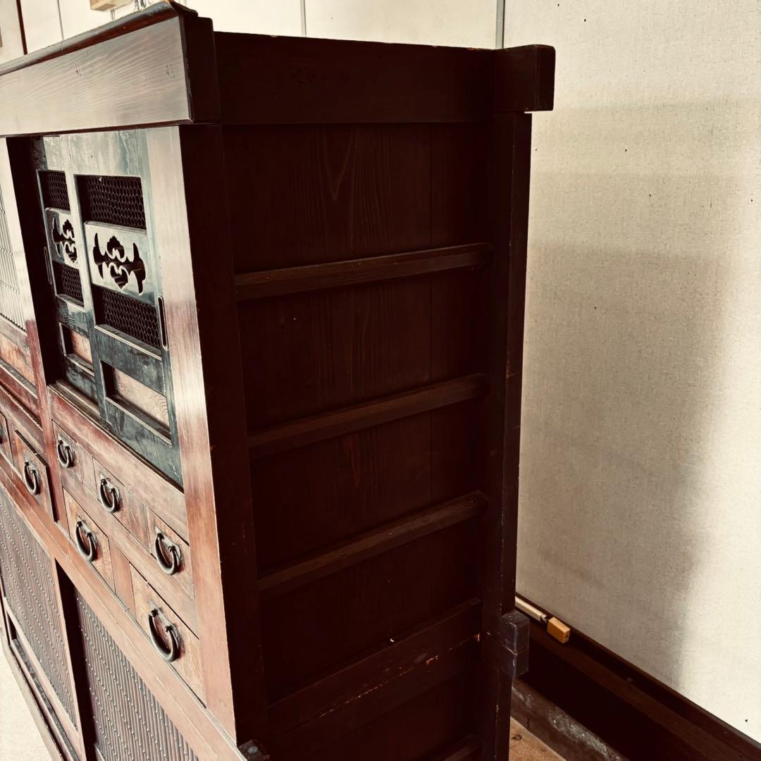 水屋箪笥 食器棚 膳棚 水屋 収納棚 アンティーク家具 和家具 骨董