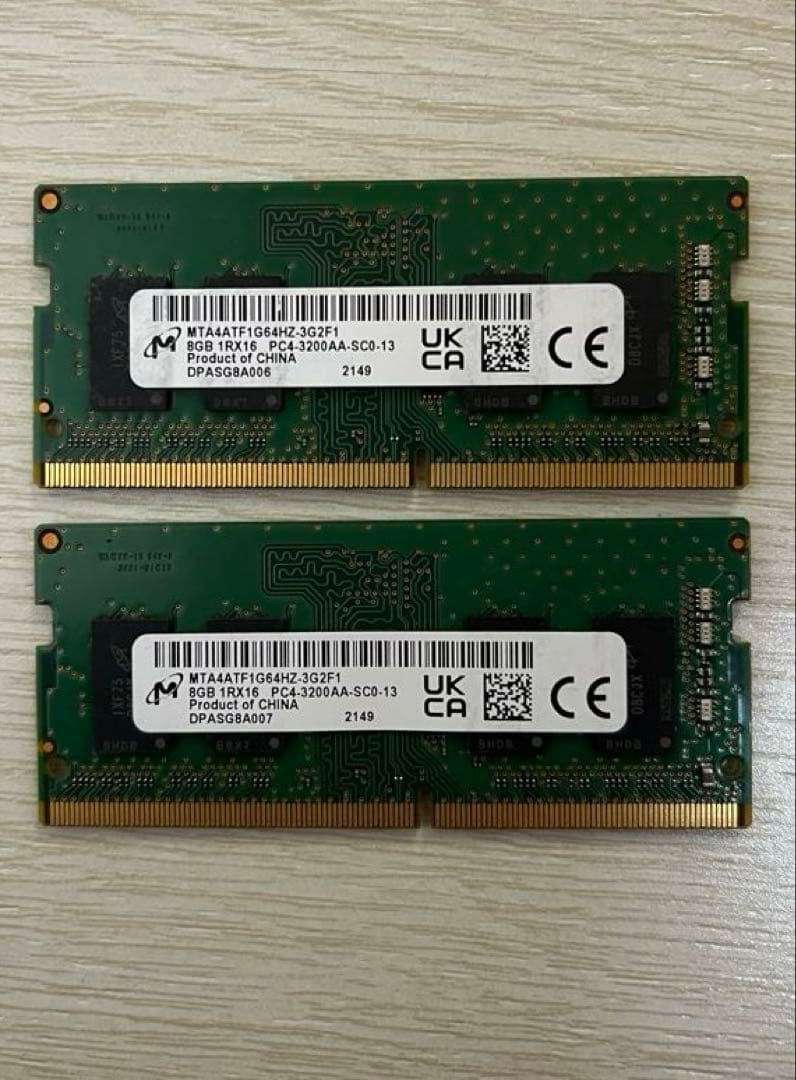 Micron DDR4-3200 SO-DIMMメモリー 8GBx2ea