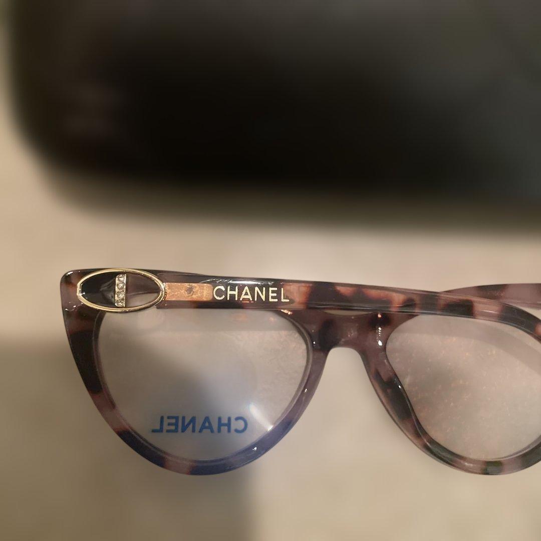 CHANEL キャットアイ メガネ ブラウン・クリア ケース付き