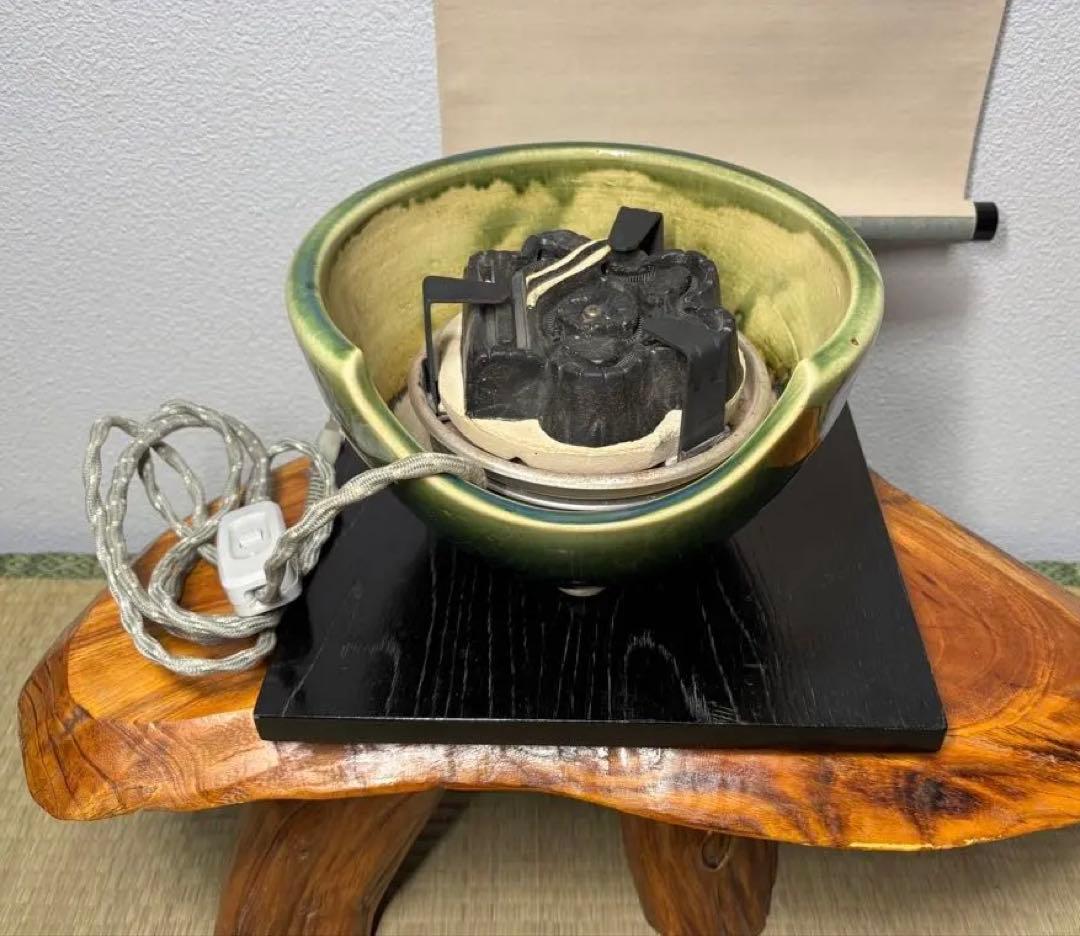 炭型電熱器 風炉 小板（敷板） 3点 野々田商店 織部 道安型 茶道具
