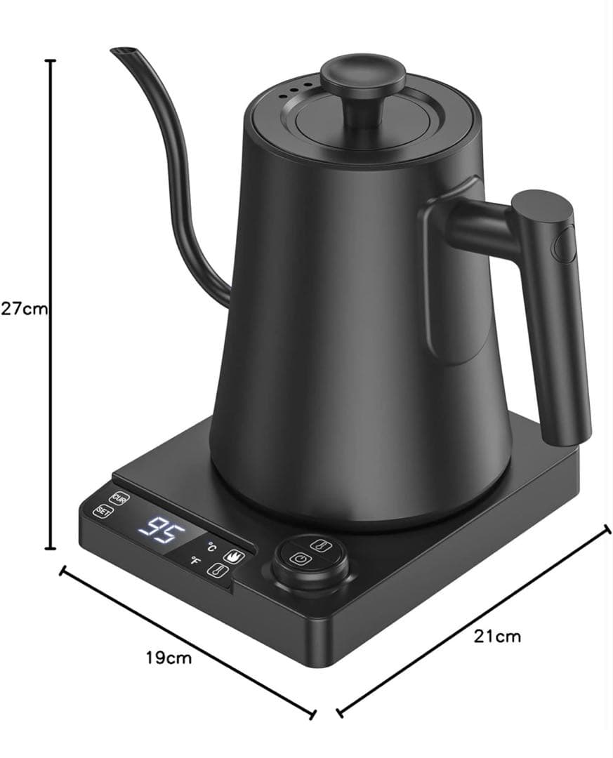電気ケトル コーヒー ドリップケトル 細口 温度調節 0.8L 電気ポット 10