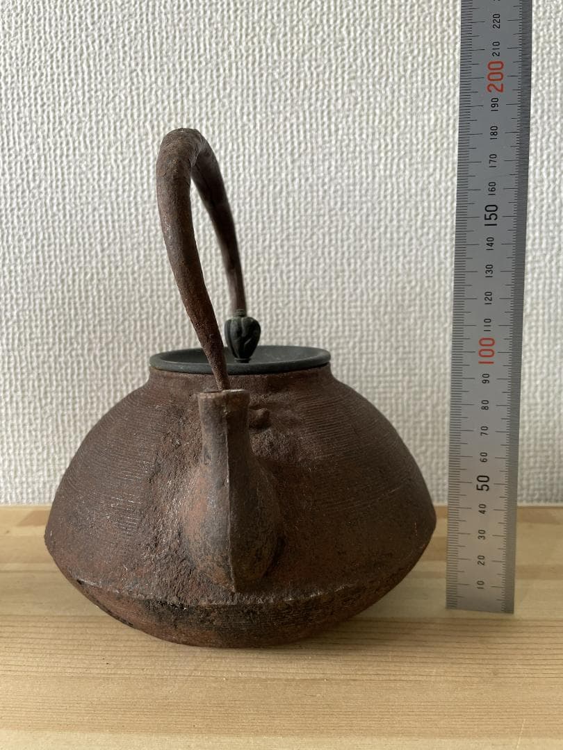 あ*ん様 アンティーク 鉄瓶 茶の湯 横縞目模様