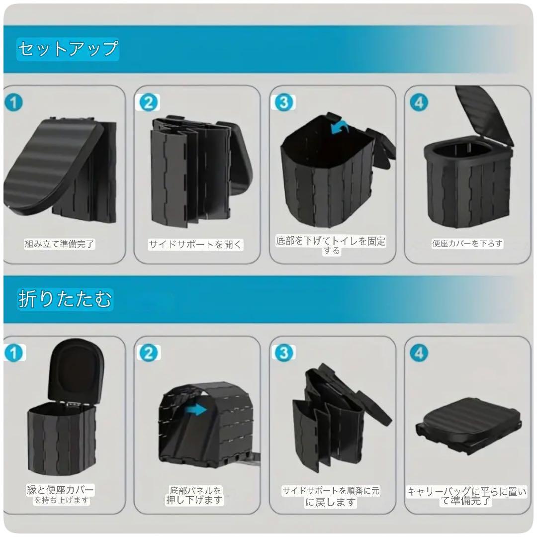 【新品】 簡易トイレ セット キャンプ 災害用 処理袋12枚 凝固剤12個