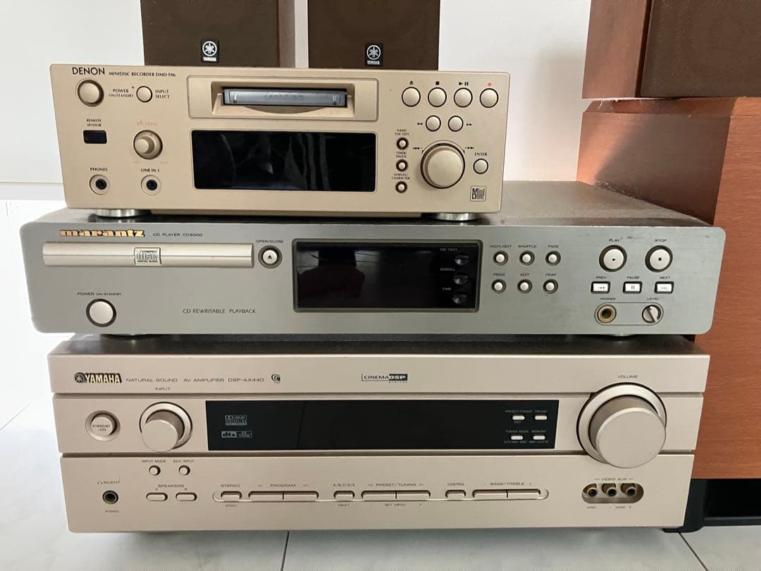 Yamaha ウーファー・サラウンドスピーカーとCD.MDプレーヤー、アンプ