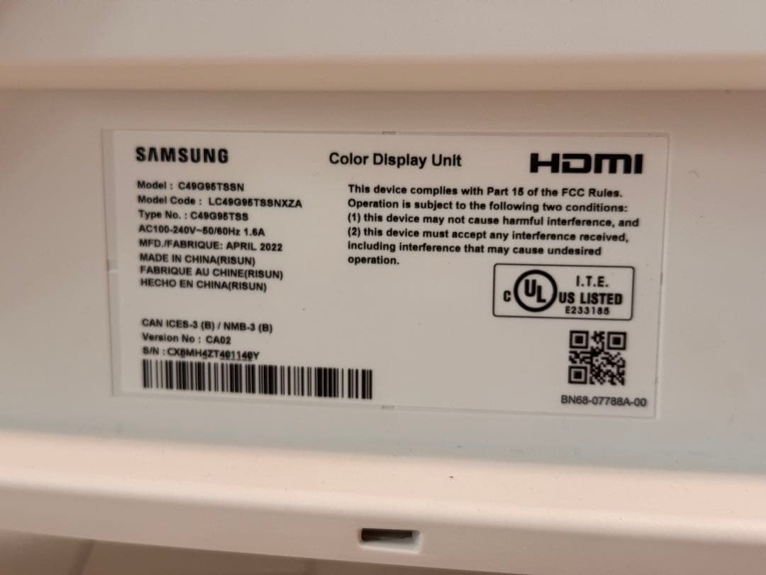 SAMSUNG C49G95TSSC 湾曲型ディスプレイ モニター