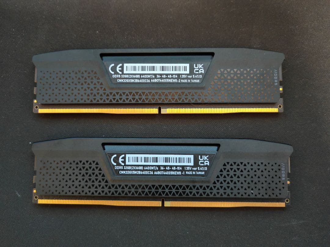 DDR5 メモリ 6400MHz 16GB 2枚 合計32GB【動作確認済】