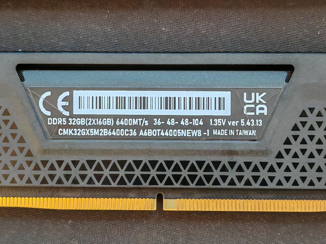 DDR5 メモリ 6400MHz 16GB 2枚 合計32GB【動作確認済】