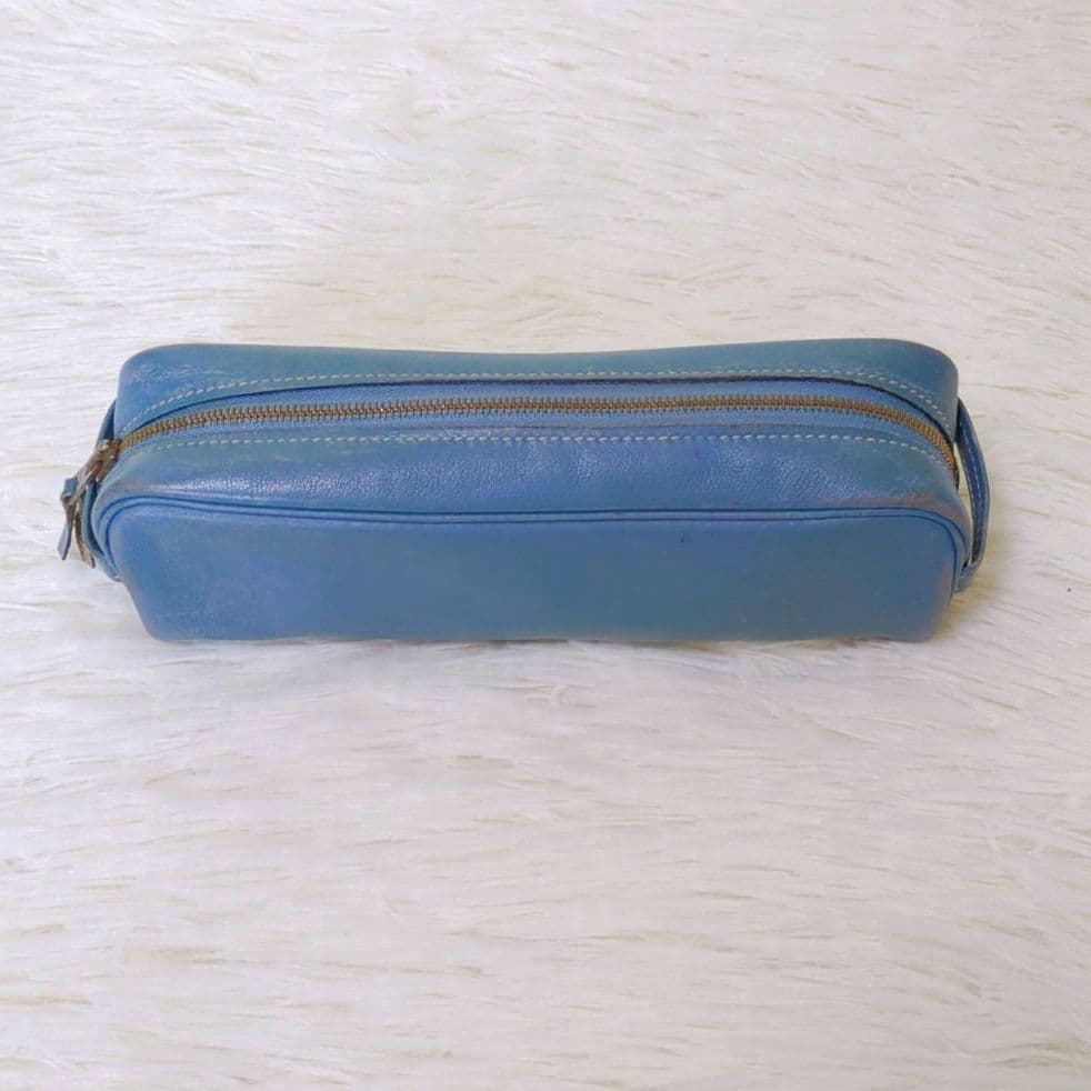 HERMES ペンケース 四角型 ライトブルー
